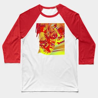 Psychedelic Astronaut in Yellows and Reds Baseball T-Shirt